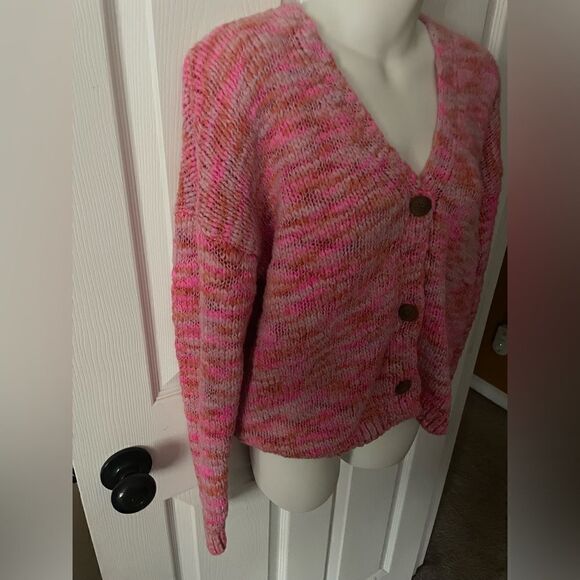 John Paul Richard Orange / Pink Button Cardigan Sweater Size s - Picture 3 of 10